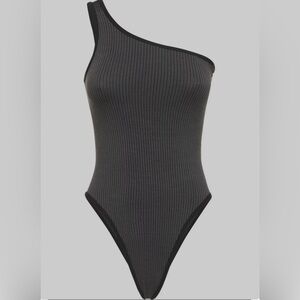 Nagnata Ryo Black Grey one shoulder bodysuit XS $190